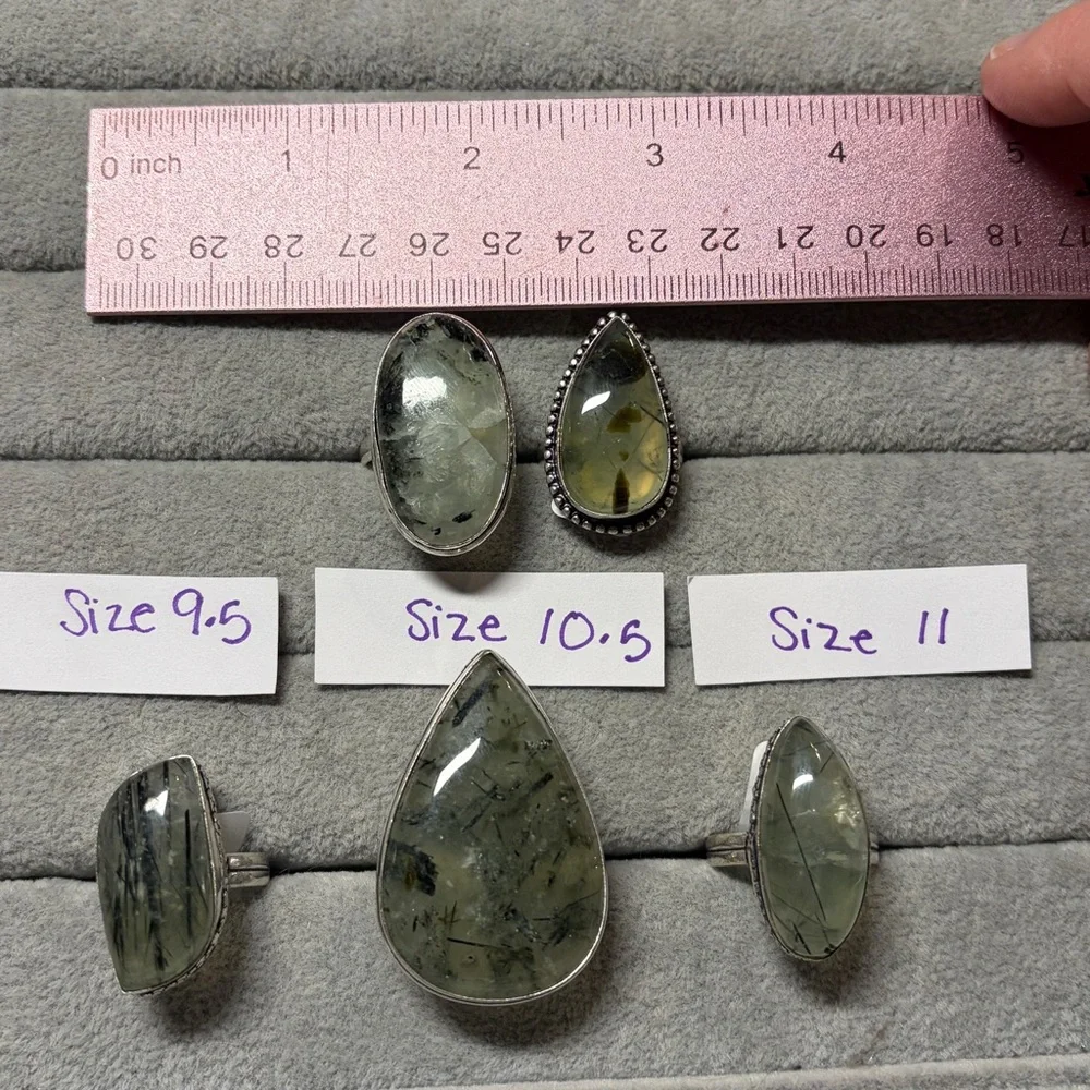 Elegant Silver Prehnite Ring